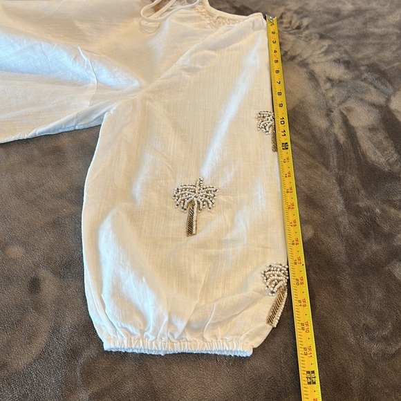 🎉Host Pick🎉Talbots Palm Embellished Linen Cotton Popover - Size 1X - Picture 11 of 15